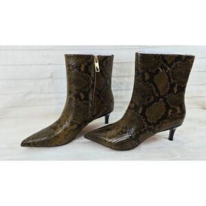Franco Sarto Women Snake Print Pointed Toe Kitten Heel Ankle Boots Size 6.5 M